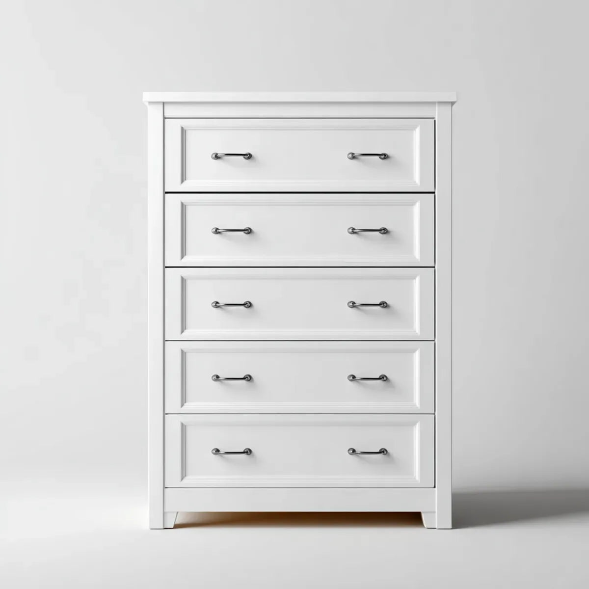 Komoda, Szafka do sypialni Biała z 5 szufladami z MDF prostokątna 80 x 40 x 100 cm