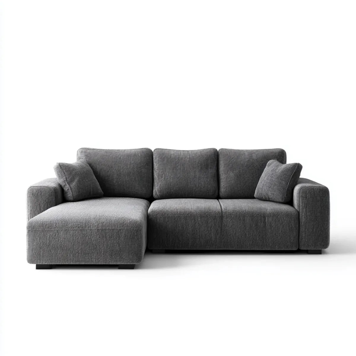 Sofa, Kanapa narożna z ciemnoszarym recyrem 250 x 160 x 85 cm pokrywy z poliestru kształt litery L