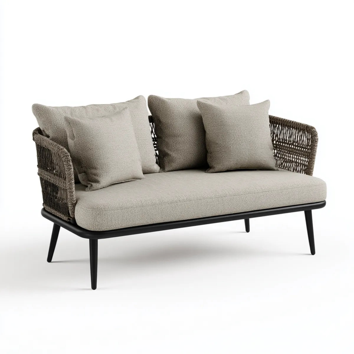 Sofa ogrodowa, Taras 2-osobowy Beżowa 140 x 75 x 78 cm aluminiowa siatka z drutu polipropylenowego prostokątna