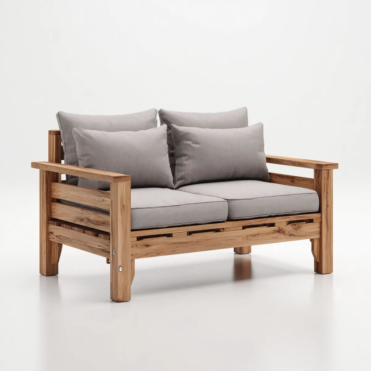Sofa ogrodowa, Taras 2-osobowy Naturalna szary 130 x 70 x 80 cm Acacia lity prostokąt z drewna
