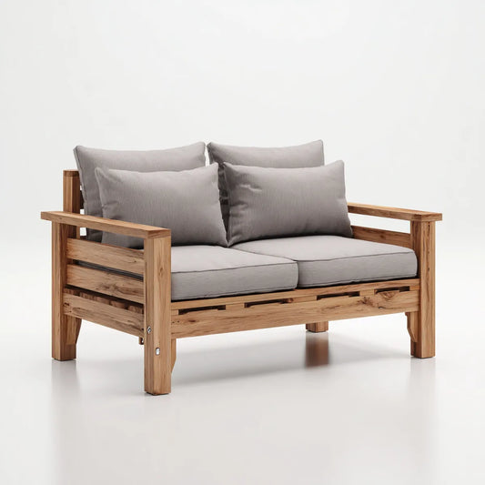 Sofa ogrodowa, Taras 2-osobowy Naturalna szary 130 x 70 x 80 cm Acacia lity prostokąt z drewna