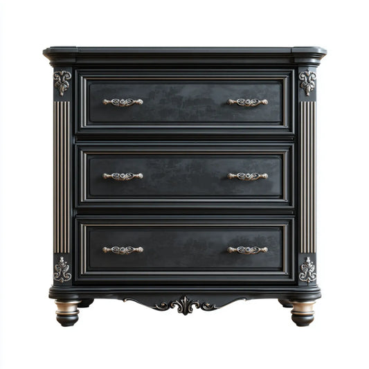 Komoda, Skrzynia z szufladami 3 szuflady Czarna 100 x 45 x 100 cm MDF Prostokątny