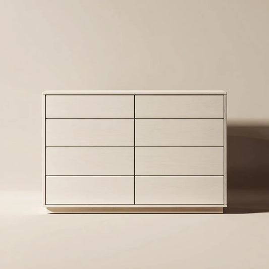 Komoda, Kredens biały z 8 szufladami z malowanego MDF prostokątnego 120 x 45 x 90 cm