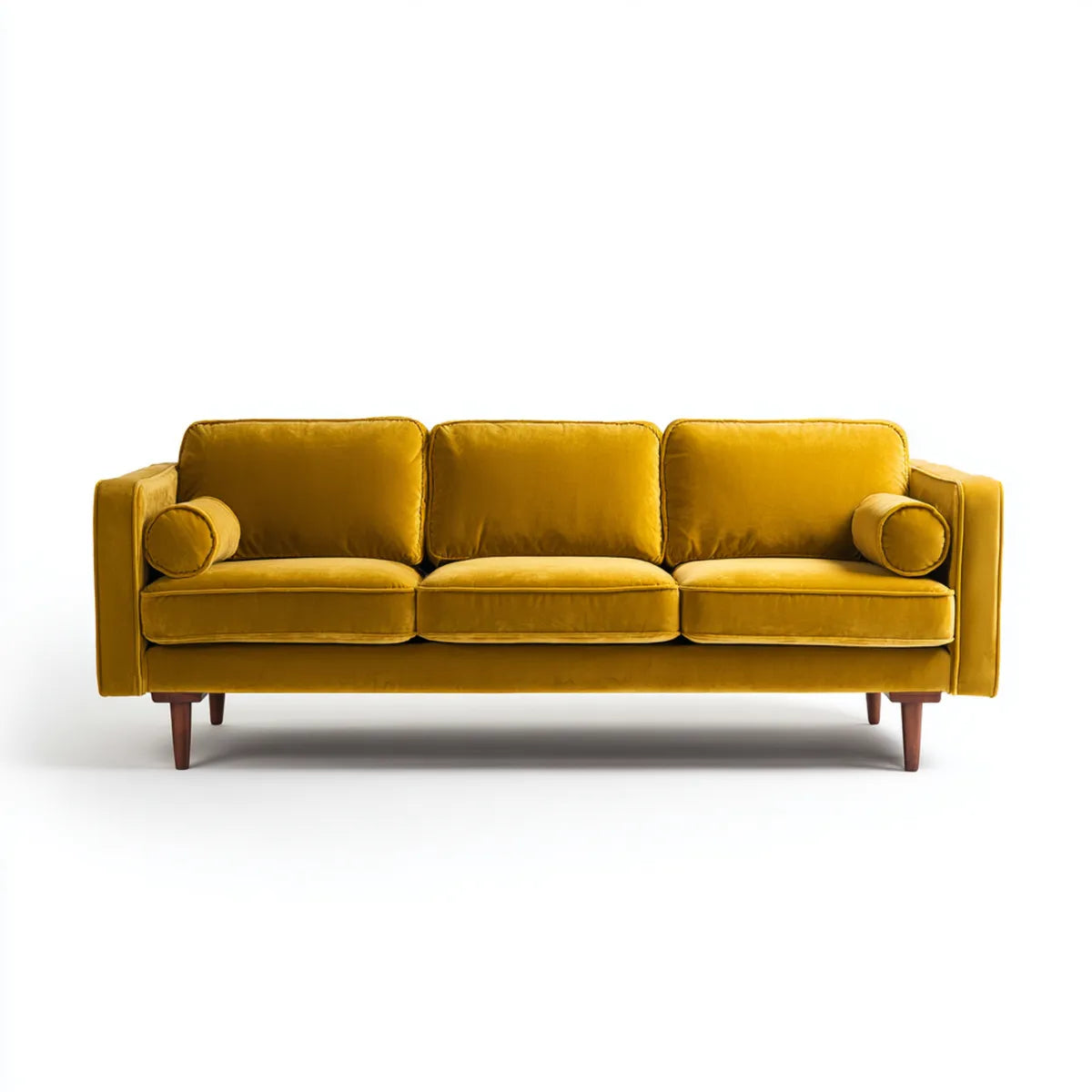Sofa 3-osobowa musztarda żółty 210 x 88 x 86 cm poliester włącznie prostokątna