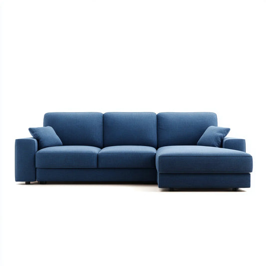 Sofa, Kanapa narożna z prawej strony recyrkulatora Niebieska 280 x 160 x 85 cm poliestrowa tkanina tkacka