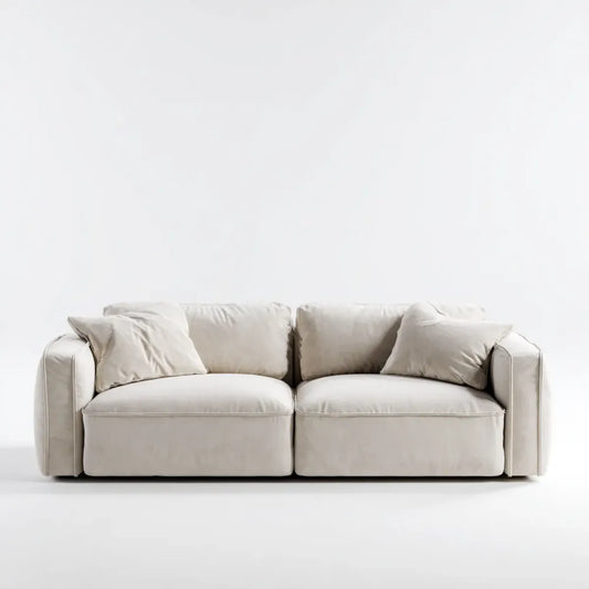 Sofa, 2-osobowa kanapa krem 200 x 95 x 85 cm z tapicerką poliestrową i wyściełaną pianką