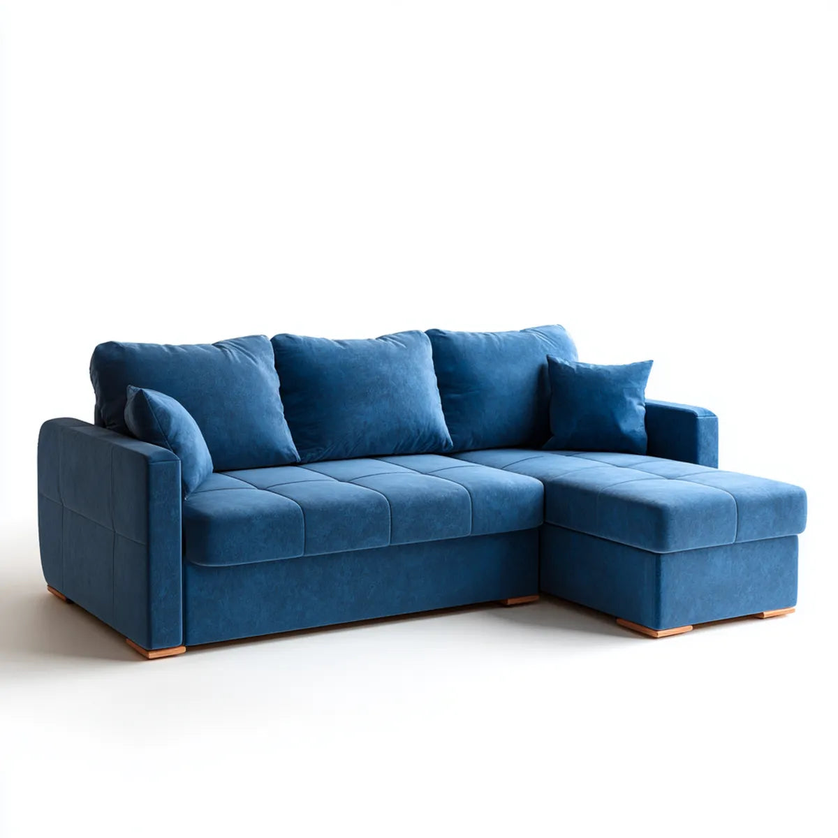 Sofa narożna z rekamierem w prawym rogu Niebieski 240 x 160 x 85 cm poliestrowy aksamit w kształcie L