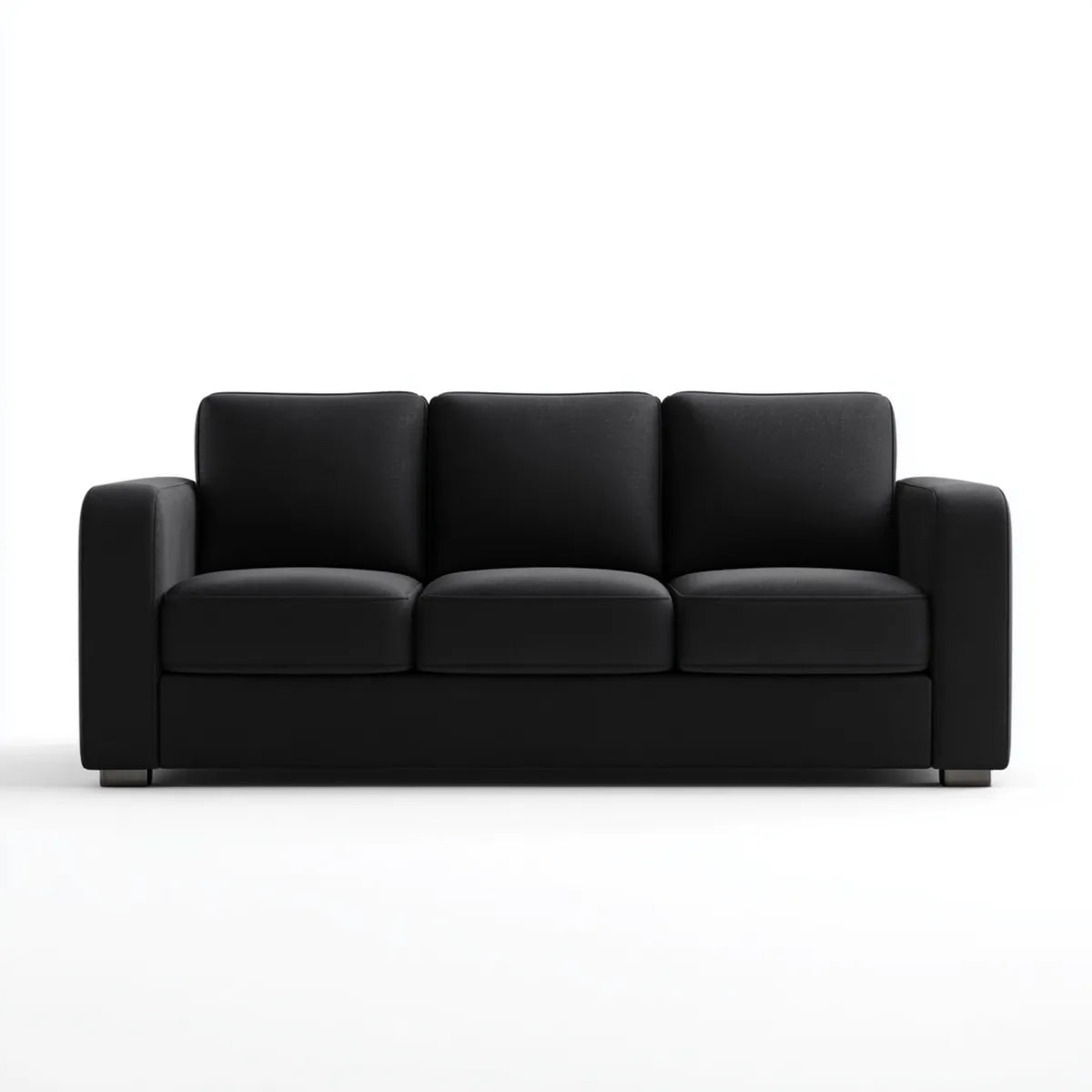 Sofa, 3- fotela czarny 180 x 80 x 85 cm PU- sztuczny prostokątna