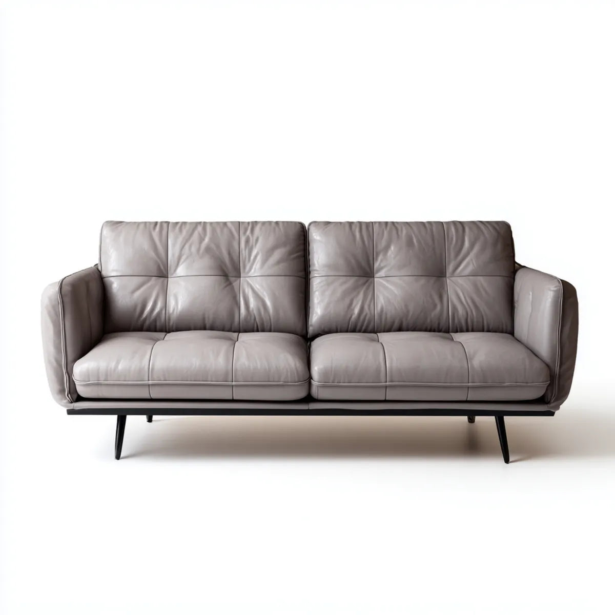 sofa 3-osobowa szara 220 x 92 x 86 cm ze sztuczną skórą i metalowymi nóżkami
