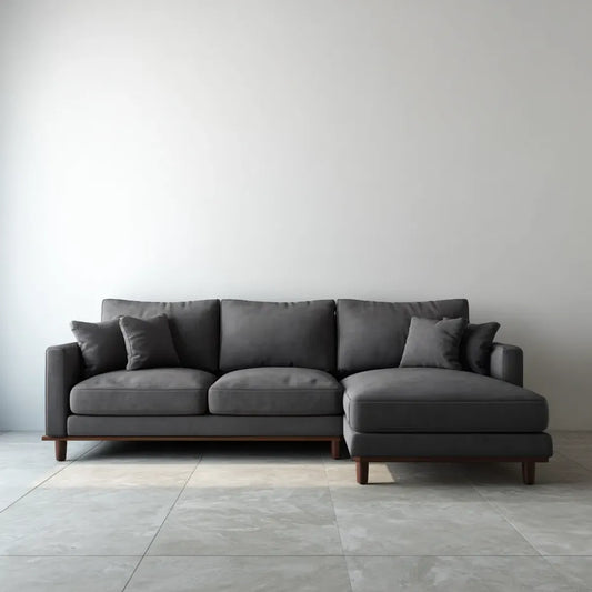 Sofa, Kanapa narożna z prawego antracytu z odwrotnikiem 270 x 165 x 85 cm poliester L-forma