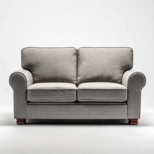 sofa 2-osobowa szara 145 x 85 x 90 cm poliestrowa warstwa wyściełana z pianki prostokątnej