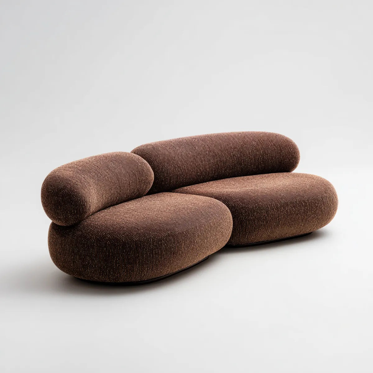 sofa 2-osobowa brązowa z zakrzywionego poliestru o kształcie 200 x 105 x 72 cm