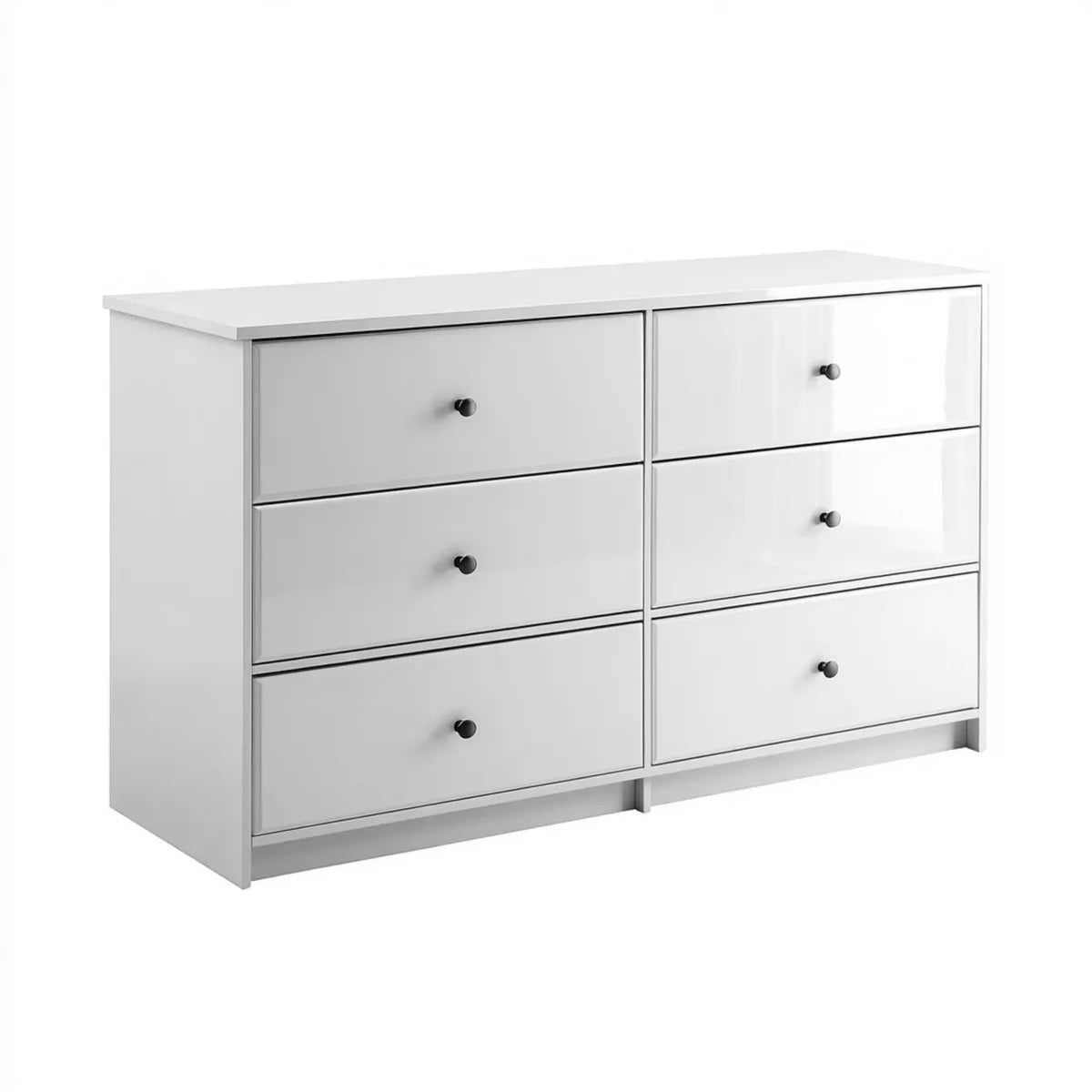 Komoda, Komora z 6 szufladami Biała 120 x 40 x 75 cm Prostokątna płyta wiórowa
