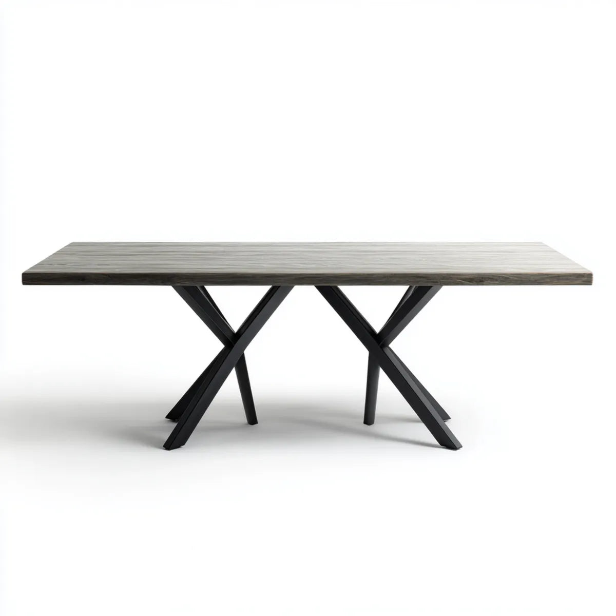 Stół do jadalni szary 180 x 90 x 75 cm MDF z powłoką melaminową Prostokątny z krucyfiksem ze stali czarnej