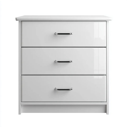 Komoda, Kostiumy z 3 szufladami Biała połysk 80 x 80 x 40 cm MDF Prostokątny