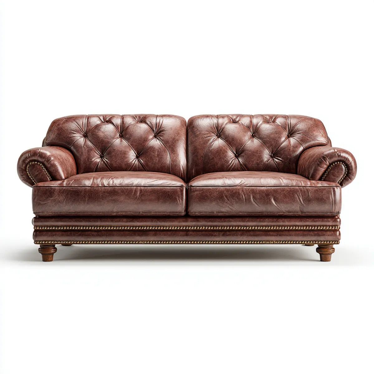 Sofa, 2-osobowa Chesterfield Sofa Brązowy 178 x 90 x 78 cm PU- Sztuczna skóra prostokątna