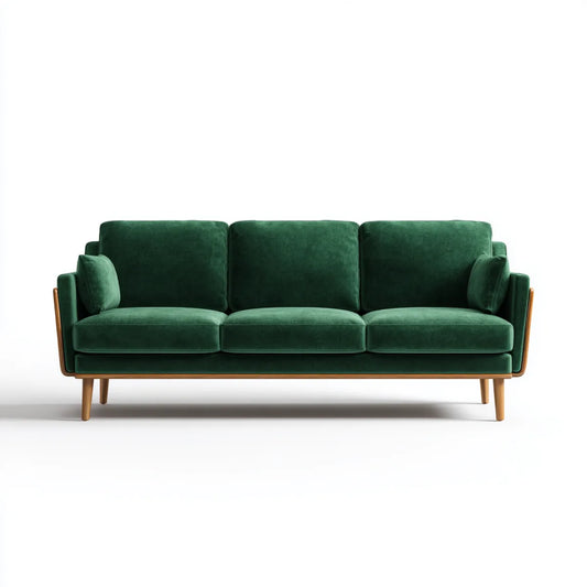 sofa 3-osobowa zielony 210 x 86 x 84 cm poliester aksamit lite drewno prostokątne