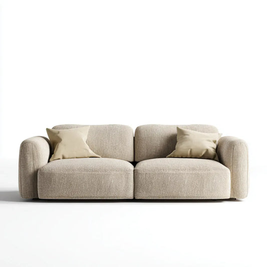 Sofa, 2-osobowa kanapa beżowa 180 x 90 x 78 cm poliester prostokątna