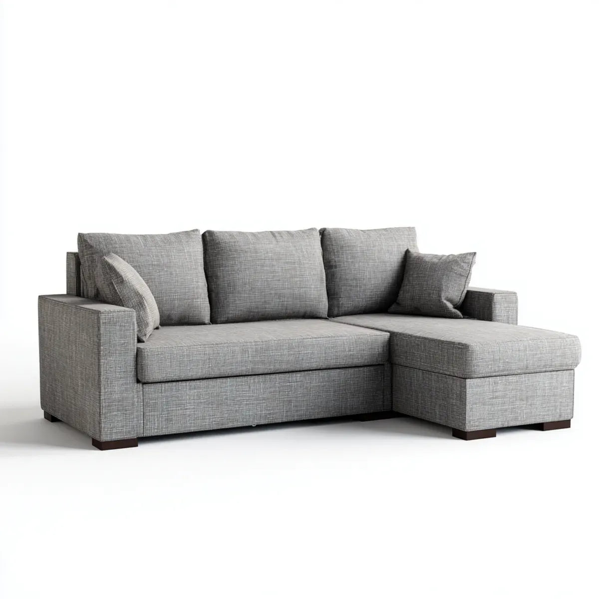 Sofa, Kanapa narożna z recyrem na prawej szarej 260 x 160 x 85 cm poliestrowy prostokątna