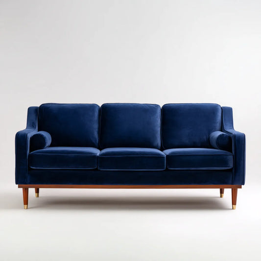 sofa 3-osobowa ciemnoniebieska 210 x 85 x 85 cm poliestrowy aksamit prostokątna