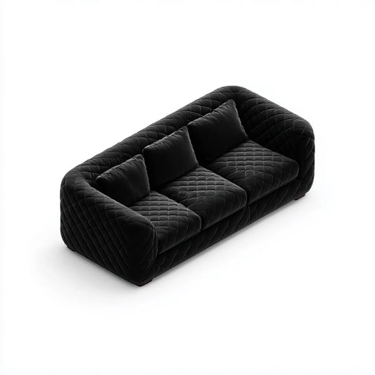 Sofa, 3- fotela czarny 230 x 95 x 75 cm poliester inclusive prostokątna