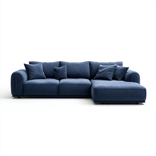 Sofa, Kanapa narożna z ciemnoniebieskim 280 x 170 x 85 cm poliestrowym kształtem L