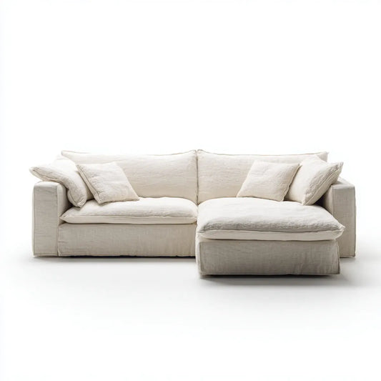Sofa, Krem do siedzenia 3- fotela 280 x 170 x 85 cm poliester lite drewno kształt L