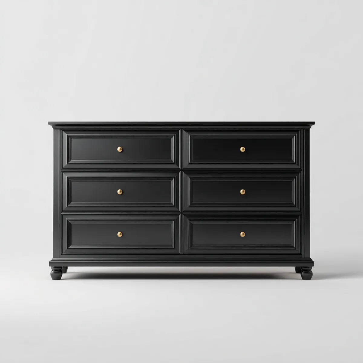 Komoda, Klatka piersiowa z 6 szufladami Czarna złoty MDF prostokątna 140 x 45 x 90 cm