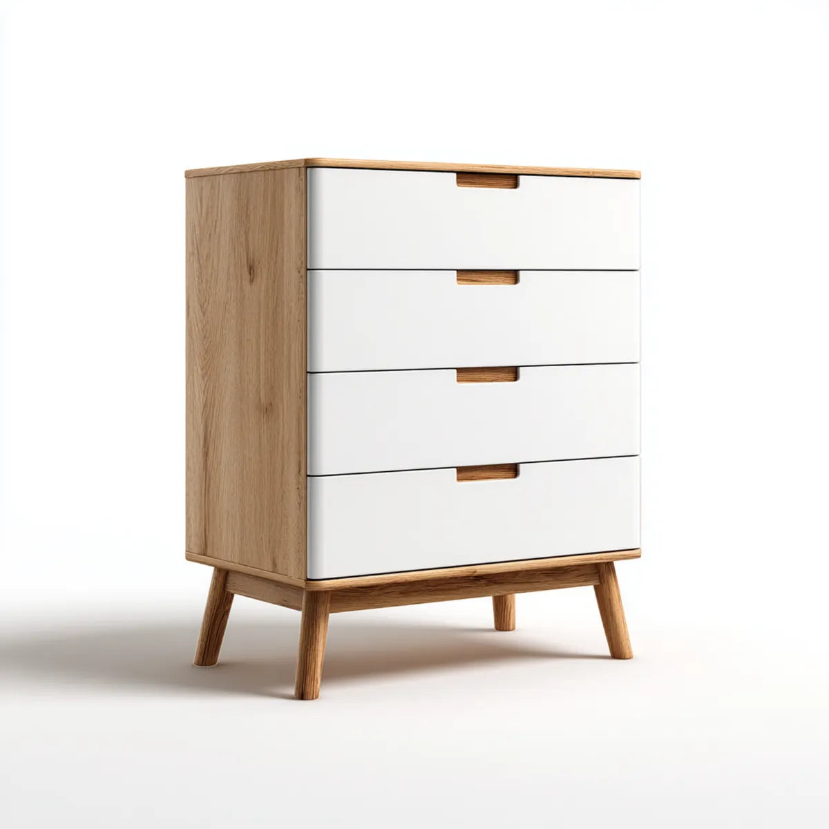 Komoda, Kommode z 4 szufladami Biała Dąb 80 x 40 x 100 cm MDF prostokątna