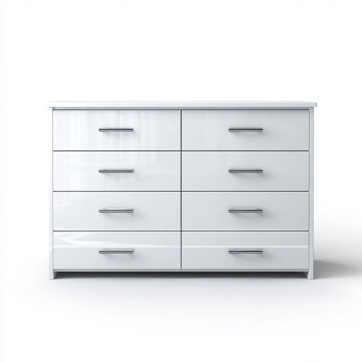 Komoda, Komora z 8 szufladami Biała 140 x 40 x 90 cm MDF prostokątna