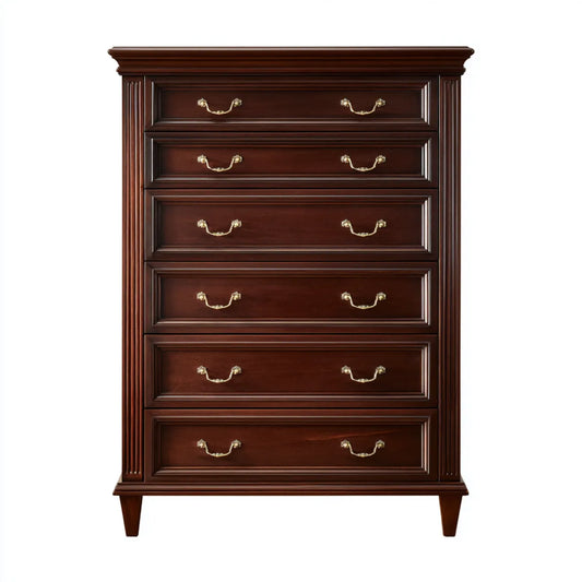 Komoda, Kommode z 6 szufladami Ciemnobrązowe kolory złota 100 x 45 x 150 cm MDF prostokątna