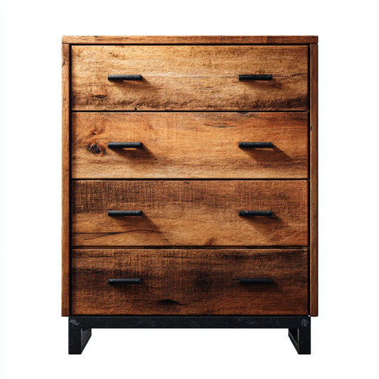 Komoda, Kombinezon z 4 szufladami Brązowy czarny 80 x 40 x 100 cm lite mango prostokątna