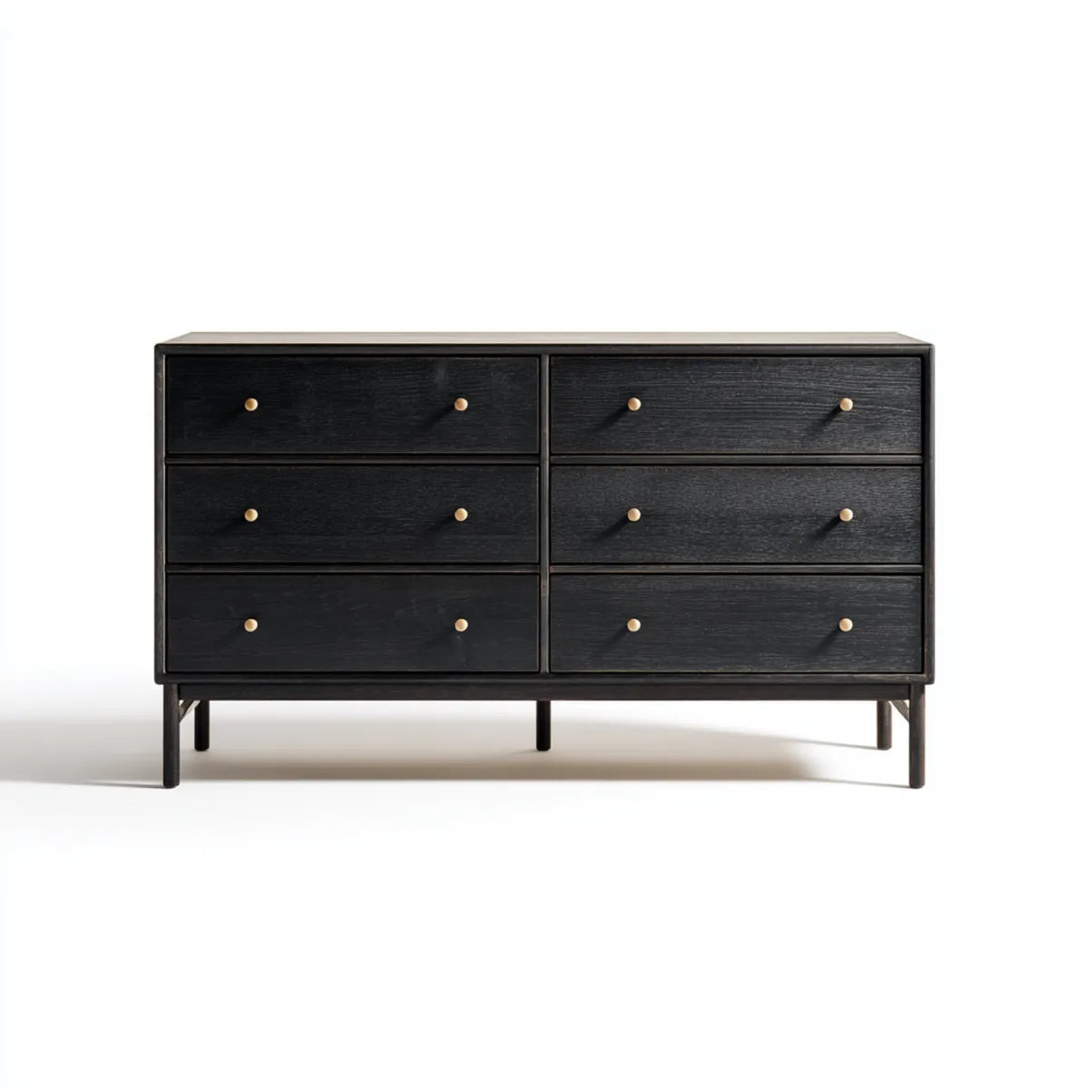 Komoda, Klatka piersiowa z 6 czarnymi szufladami 160 x 45 x 85 cm MDF prostokątna